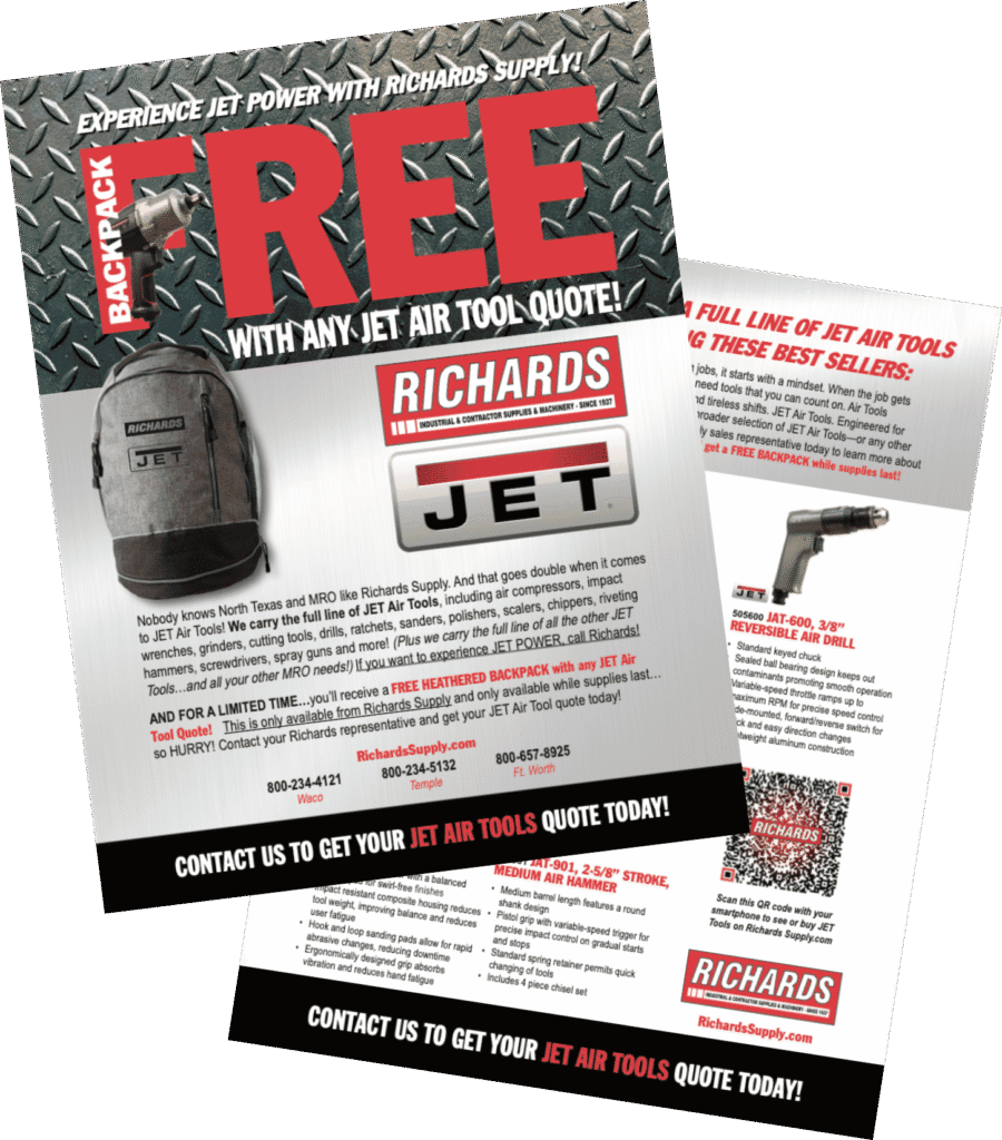 Richards' Products With Free Backpack On A Catalog