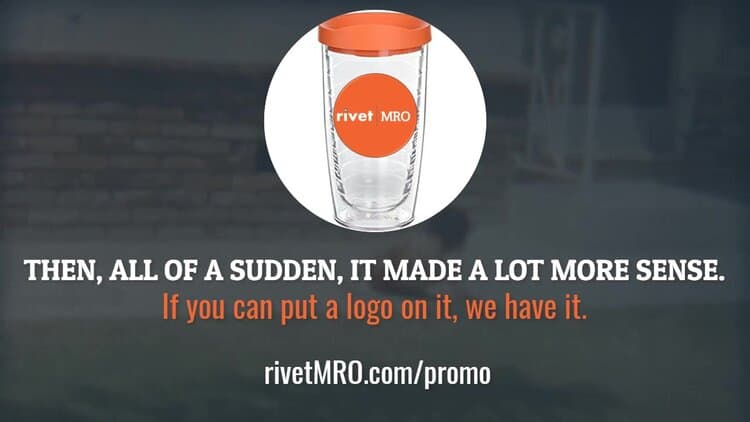 Logo of Rivet MRO on tumbler