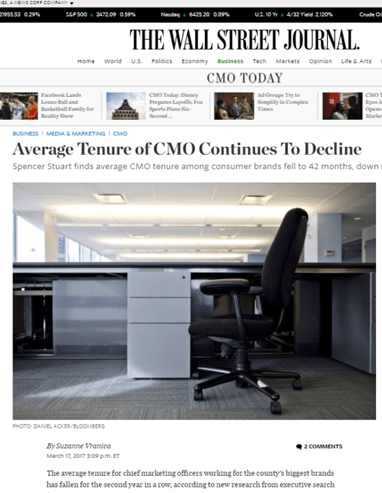 Screenshot of The Wallstreet Journal news about CMO
